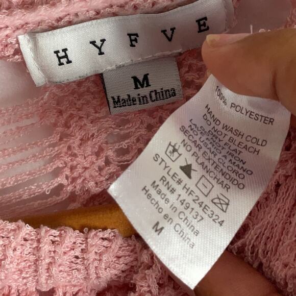 HYFVE Pink Crochet Womens Size M Summer Boho Crop Tank Top - Picture 4 of 7